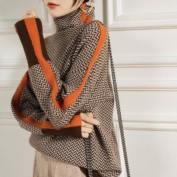 Malou™ | Sweter z wysokim kołnierzem w wyraziste paski